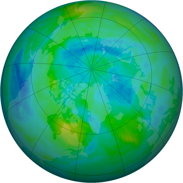 Arctic ozone map for 20 September 1992